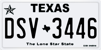 TX license plate DSV3446