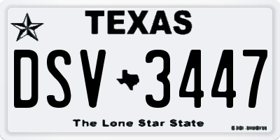 TX license plate DSV3447