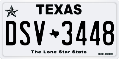 TX license plate DSV3448
