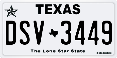 TX license plate DSV3449