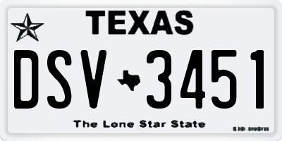TX license plate DSV3451