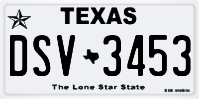 TX license plate DSV3453