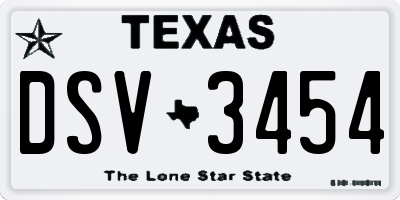 TX license plate DSV3454
