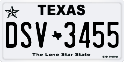 TX license plate DSV3455
