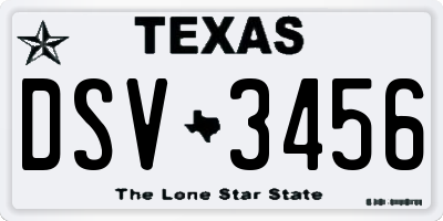 TX license plate DSV3456