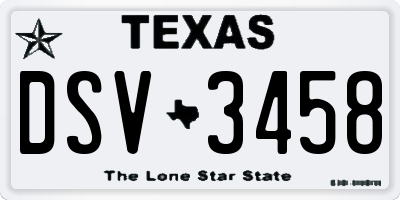 TX license plate DSV3458