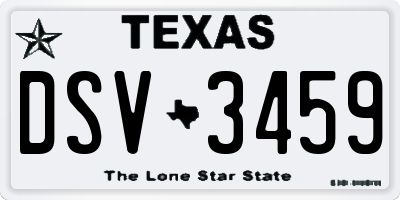 TX license plate DSV3459