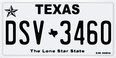 TX license plate DSV3460