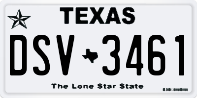 TX license plate DSV3461