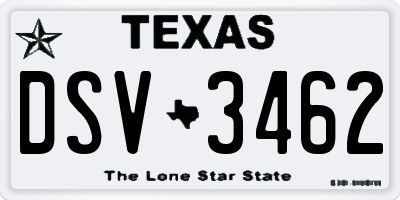 TX license plate DSV3462