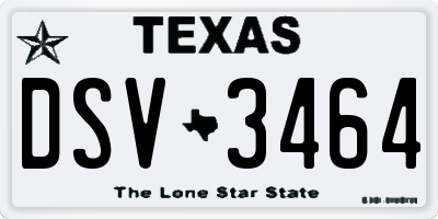 TX license plate DSV3464