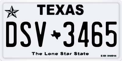 TX license plate DSV3465