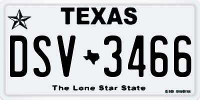 TX license plate DSV3466