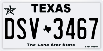 TX license plate DSV3467