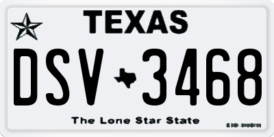 TX license plate DSV3468