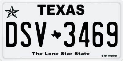 TX license plate DSV3469
