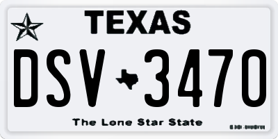 TX license plate DSV3470