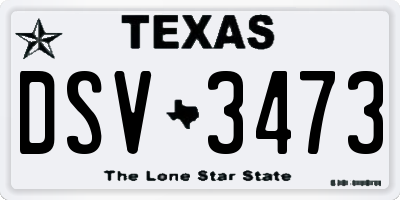 TX license plate DSV3473