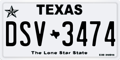 TX license plate DSV3474