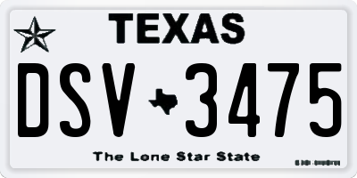 TX license plate DSV3475