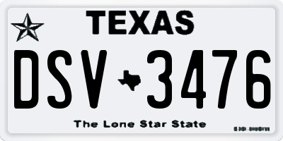 TX license plate DSV3476