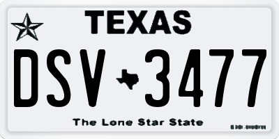 TX license plate DSV3477