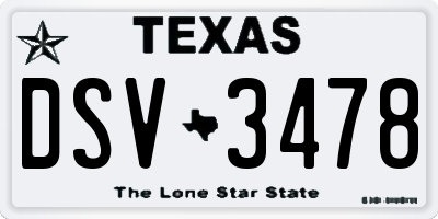 TX license plate DSV3478