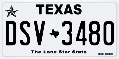 TX license plate DSV3480
