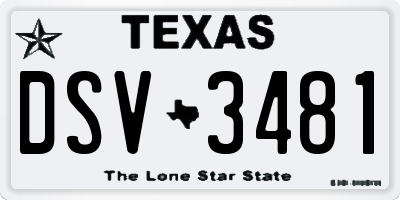 TX license plate DSV3481