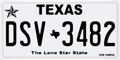 TX license plate DSV3482