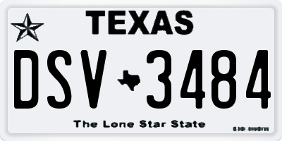 TX license plate DSV3484