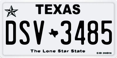 TX license plate DSV3485
