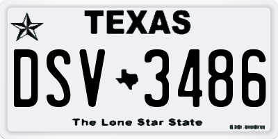 TX license plate DSV3486