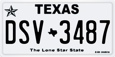 TX license plate DSV3487