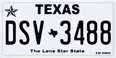 TX license plate DSV3488