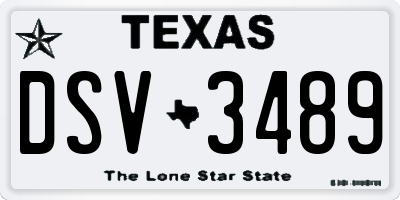 TX license plate DSV3489