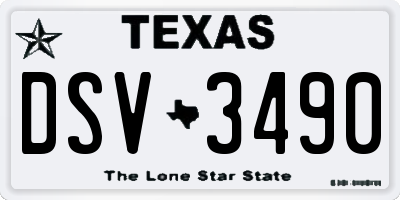 TX license plate DSV3490