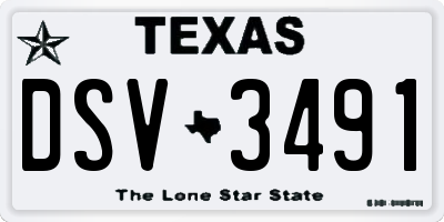 TX license plate DSV3491