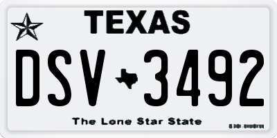 TX license plate DSV3492