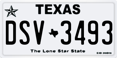 TX license plate DSV3493