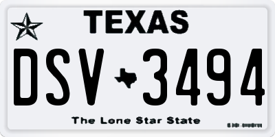 TX license plate DSV3494