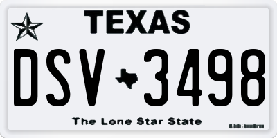 TX license plate DSV3498