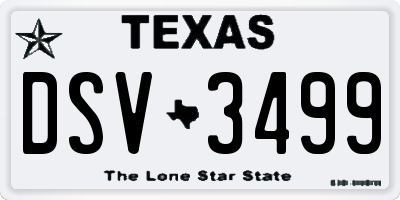 TX license plate DSV3499