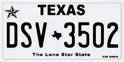 TX license plate DSV3502