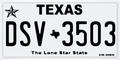 TX license plate DSV3503