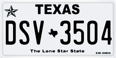 TX license plate DSV3504