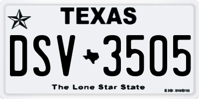 TX license plate DSV3505