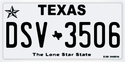 TX license plate DSV3506