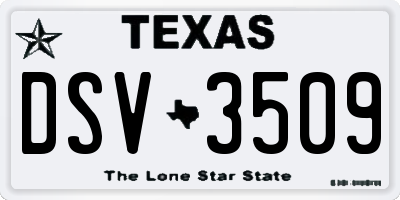 TX license plate DSV3509