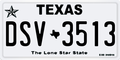 TX license plate DSV3513